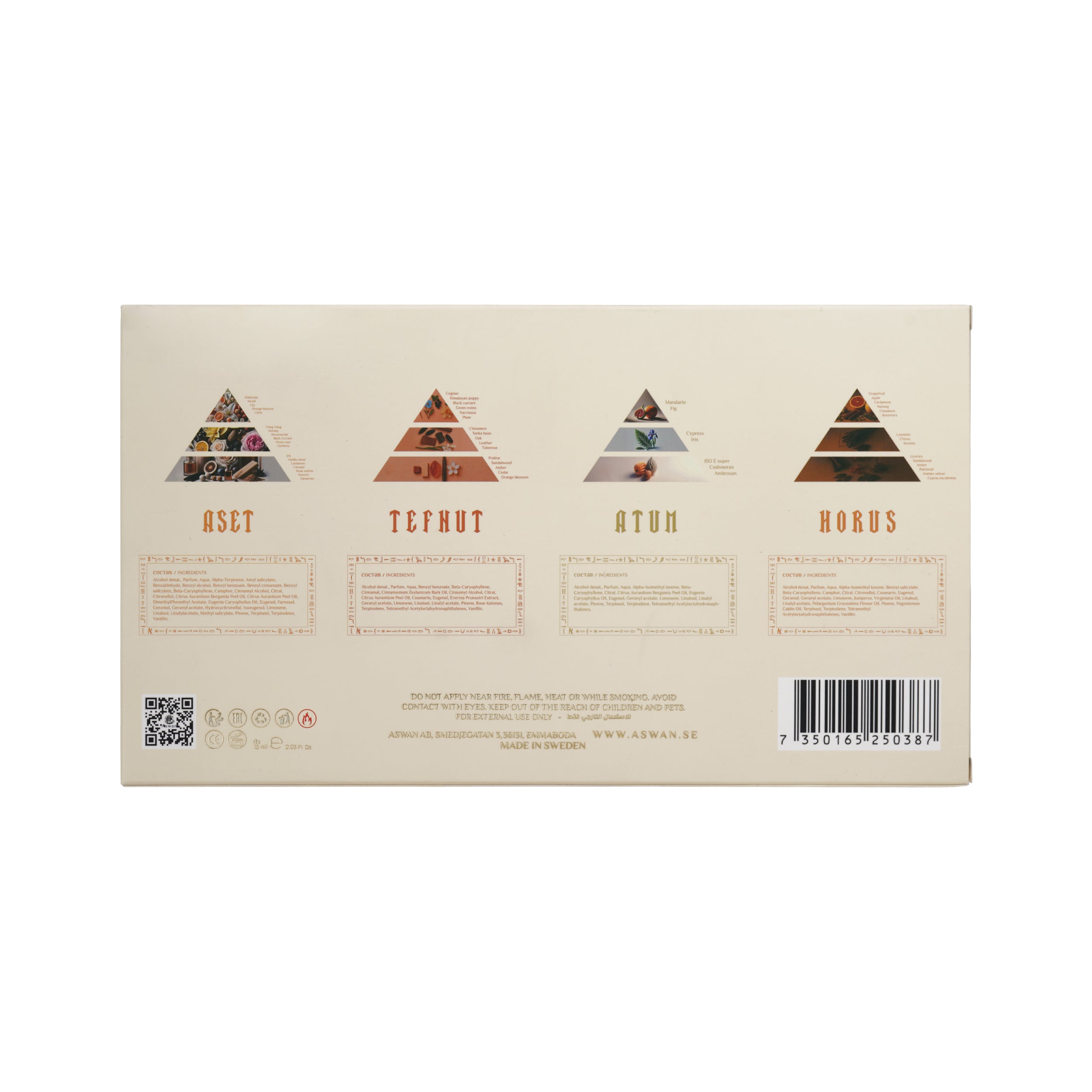 Aswan Travel Set – Aset • Tefnut • Atum • Horus (4×15ml)